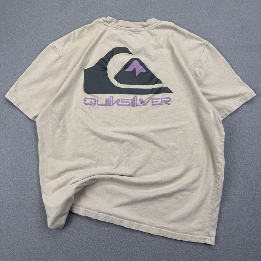 Quiksilver Surfing Men T-Shirt Tan XL Surf Skate Earthy Soft Stretch